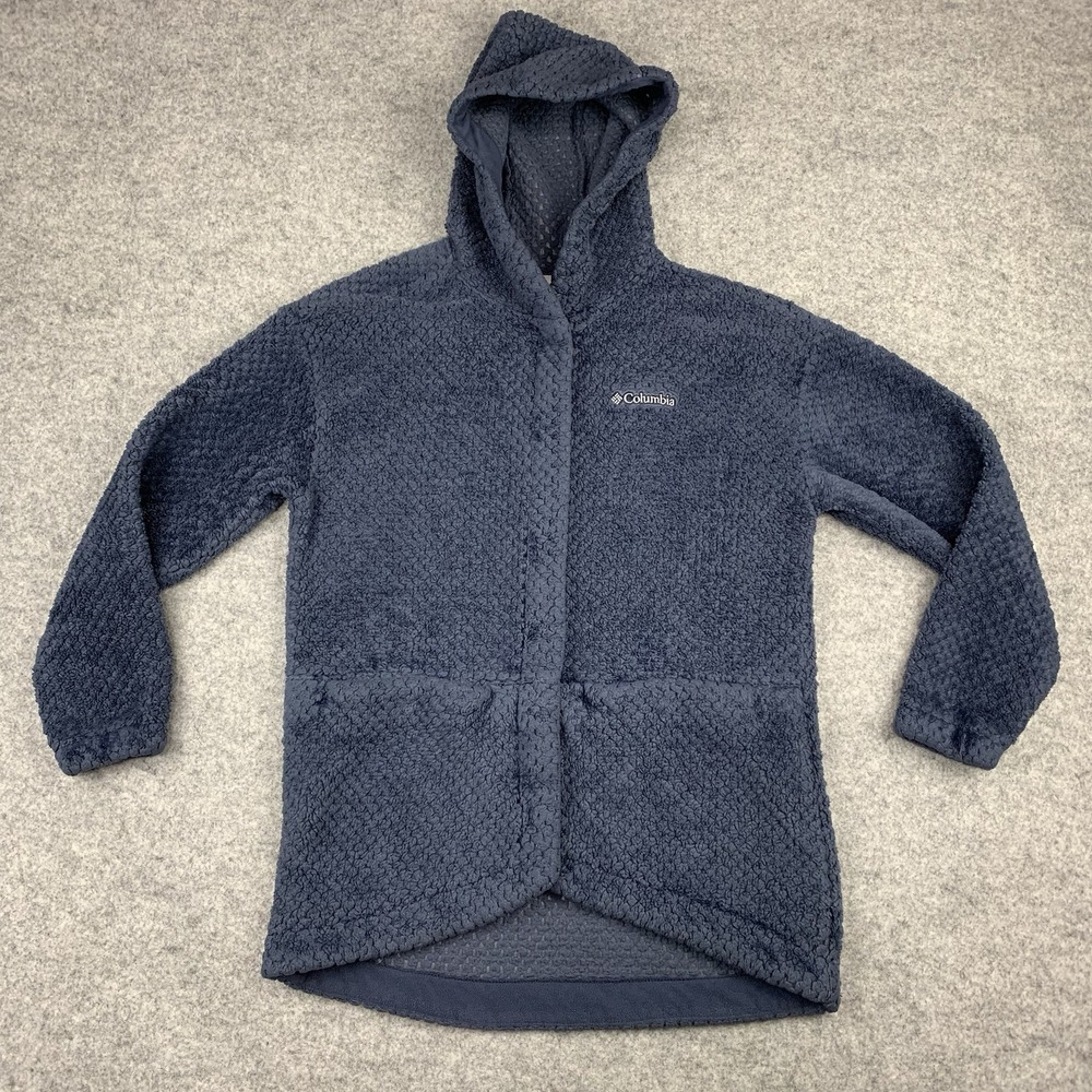 Columbia Youth Girls Fire Side II Sherpa Long Jacket Dark Blue Size XL 18-20